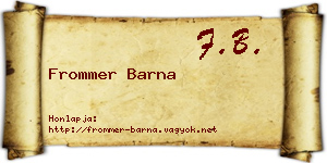 Frommer Barna névjegykártya